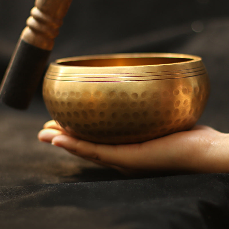 Bol de Bouddha fait main en cuivre tibétain avec carillon en pierre - LUXARAH