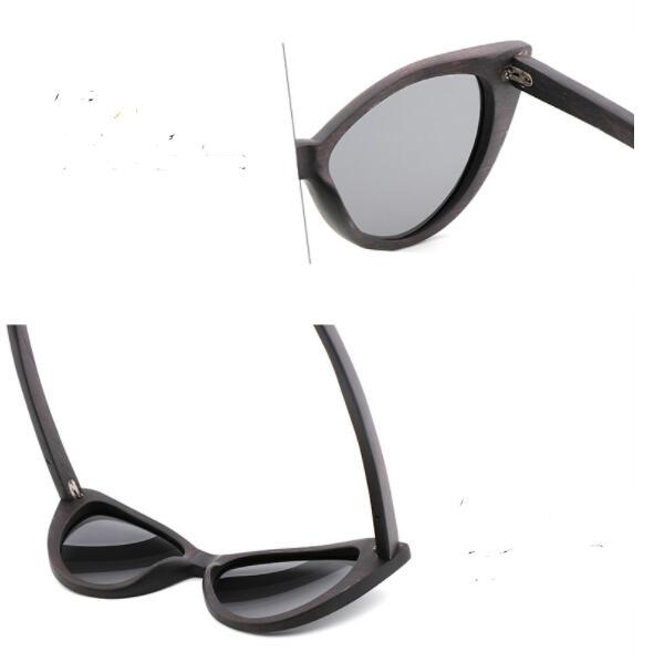 Lunettes de soleil polarisées œil de chat pour femmes, en bois de bambou, tendance
