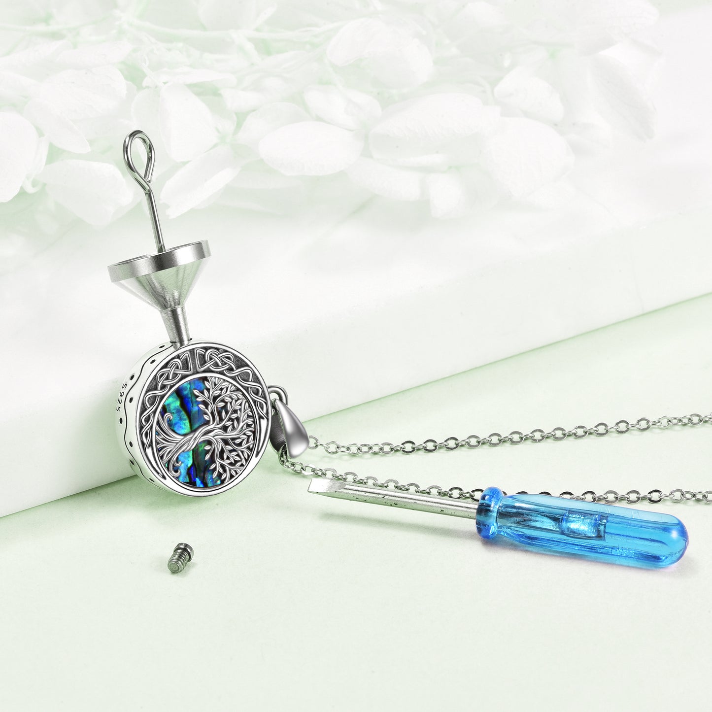 Collares de urna de plata de ley con colgante de árbol de la vida y nudo celta, joyas de cremación para cenizas, joyas de recuerdo