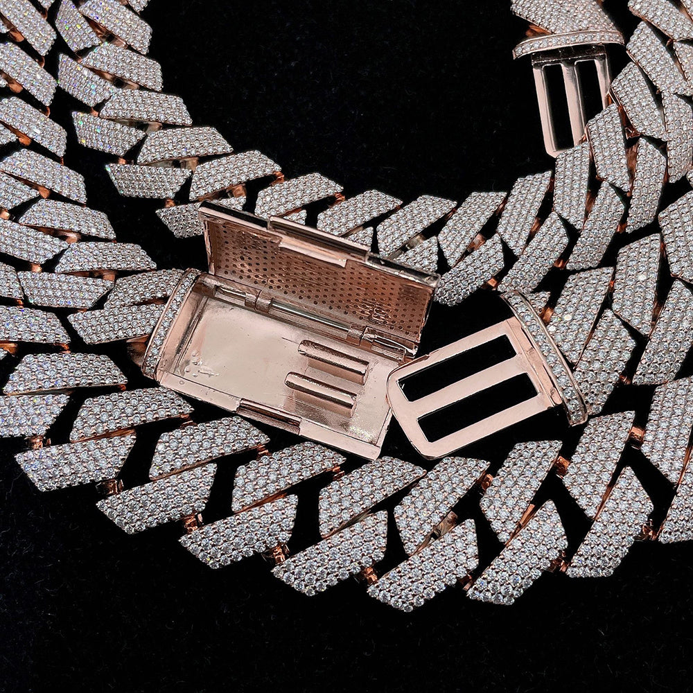 Collares de eslabones cubanos de plata S925 con moissanita