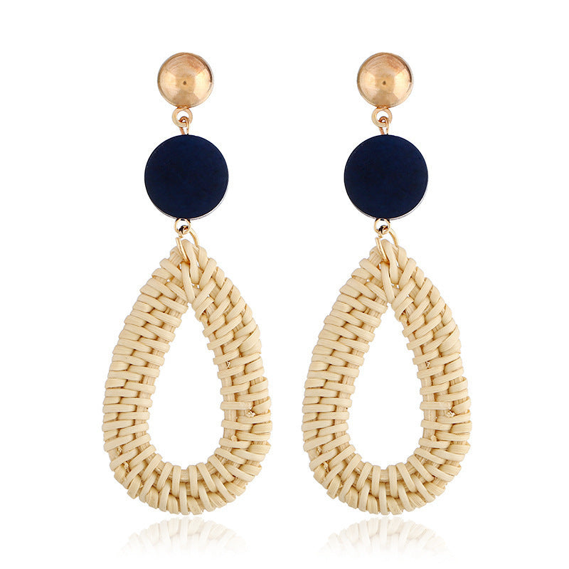 Boucles d'oreilles en bambou et rotin tissés à la main, boucles d'oreilles tribales en rotin - LUXARAH