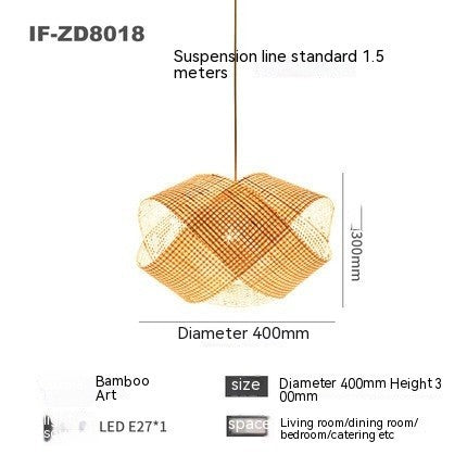 Lampe en bambou tissée en bambou Lustre décoratif créatif - LUXARAH