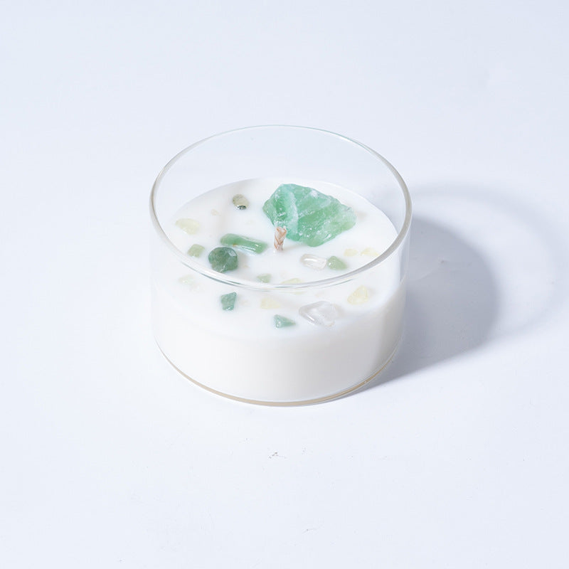 Bougie d'aromathérapie créative en cire de soja et pierre de cristal naturel
