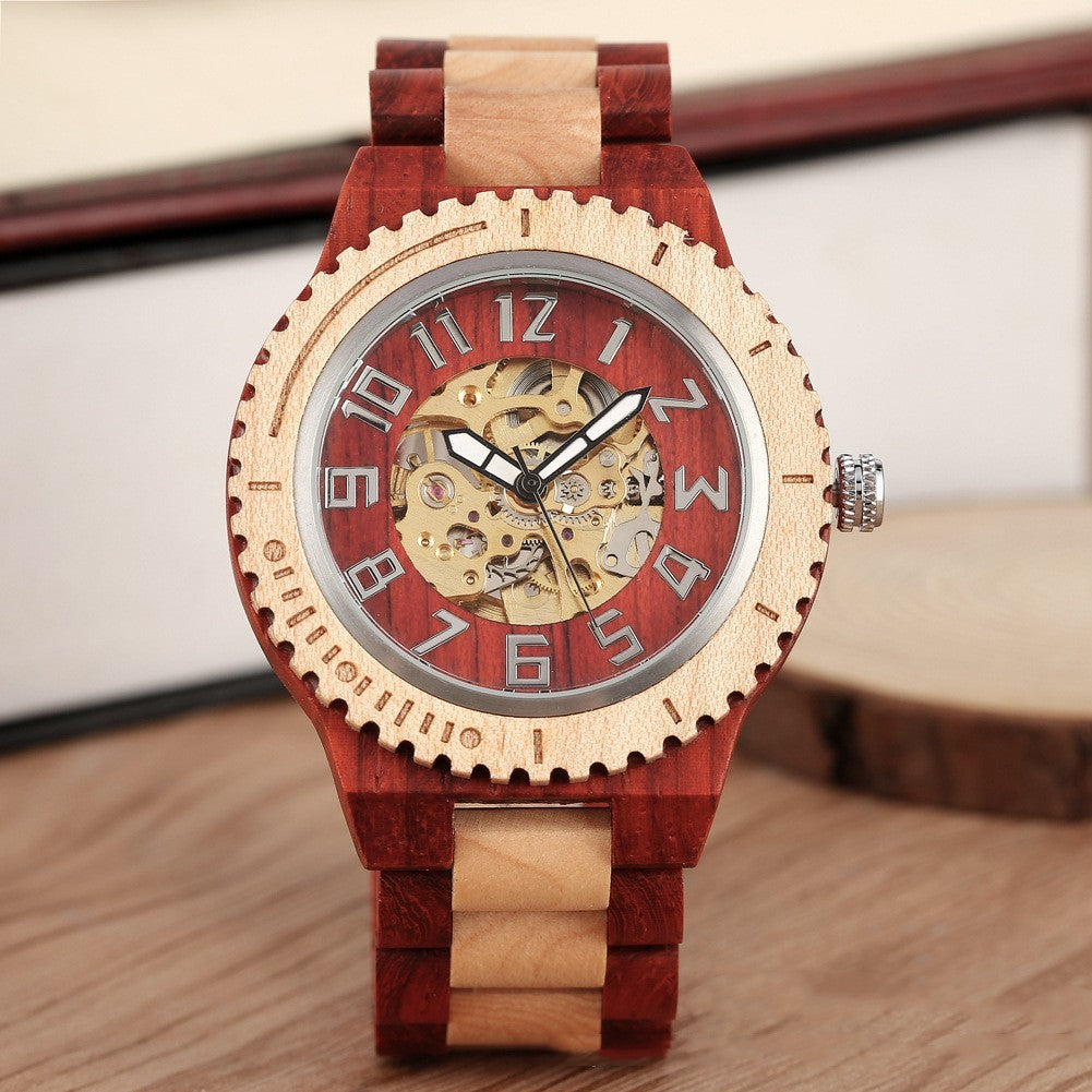 Montre mécanique automatique en bois de bambou avec cadran Creative Gear - LUXARAH