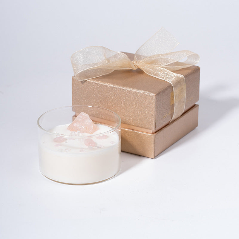 Bougie d'aromathérapie créative en cire de soja et pierre de cristal naturel