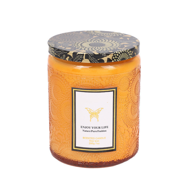 Bougies parfumées en verre gaufré faites à la main, aromathérapie, soja