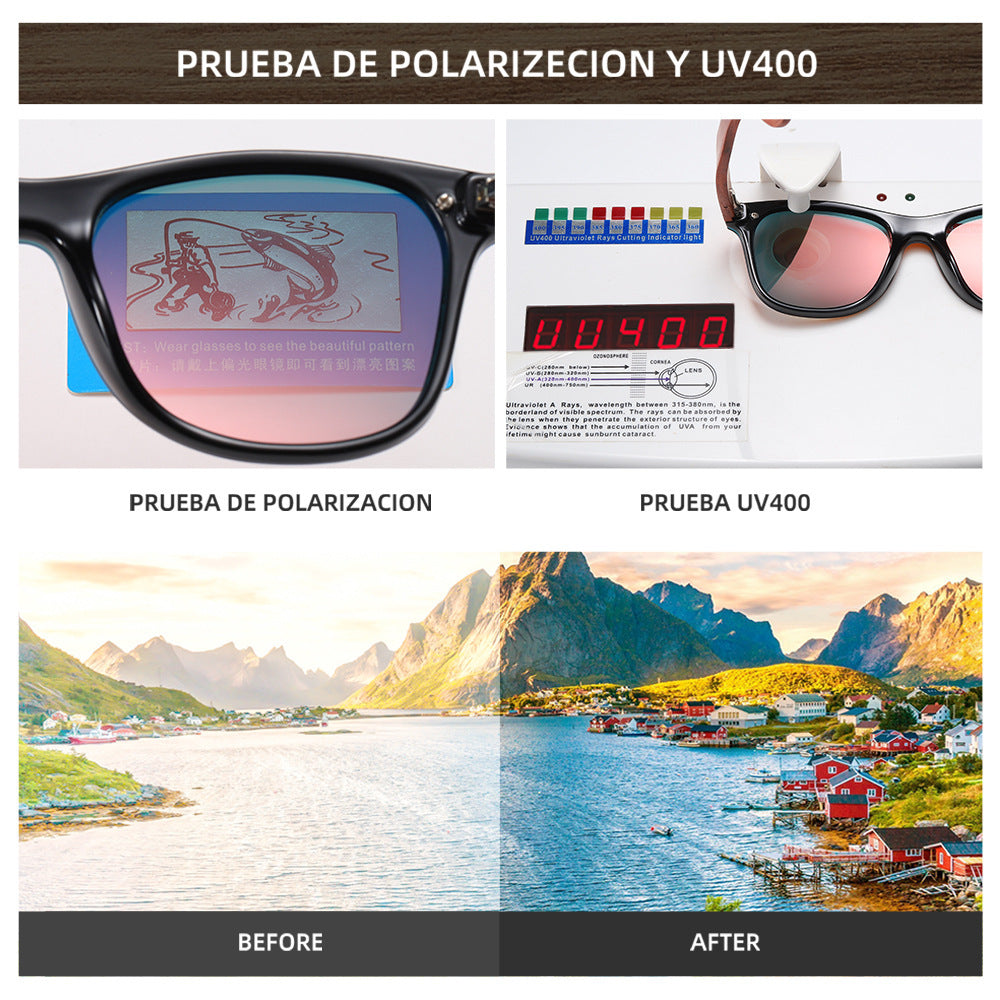 Lunettes de soleil polarisées en bois de bambou, style nouveau, miroir monobloc, de haute qualité