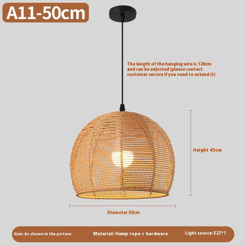 Nouveau lustre créatif en rotin tissé de style chinois - LUXARAH