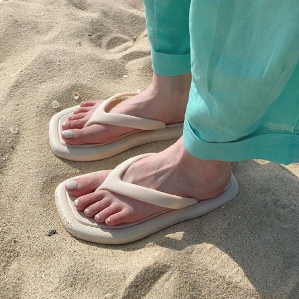 Tongs tendance de couleur unie pour femmes, tongs à semelle souple