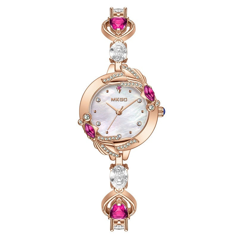 Montre pour femme simple et polyvalente avec petit bracelet en cristal et fritillaire - LUXARAH