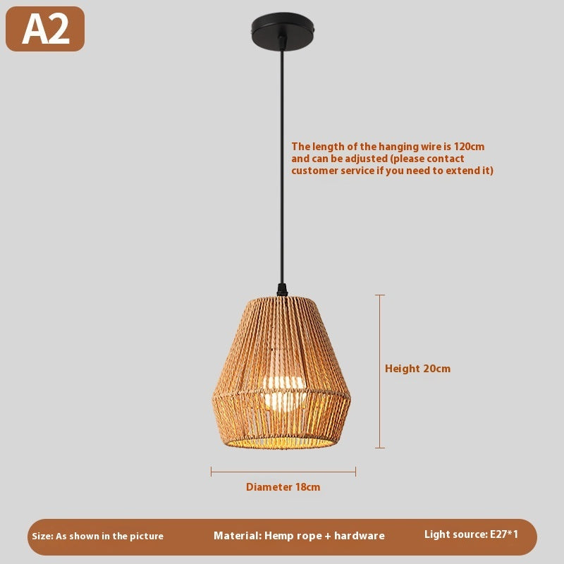Nouveau lustre créatif en rotin tissé de style chinois - LUXARAH