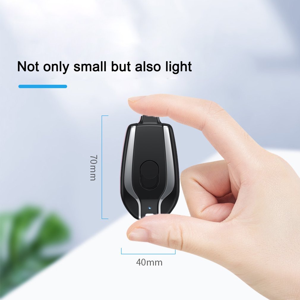 Mini chargeur d'urgence 1500 mAh avec porte-clés et batterie de secours ultra-compacte de type C, charge rapide