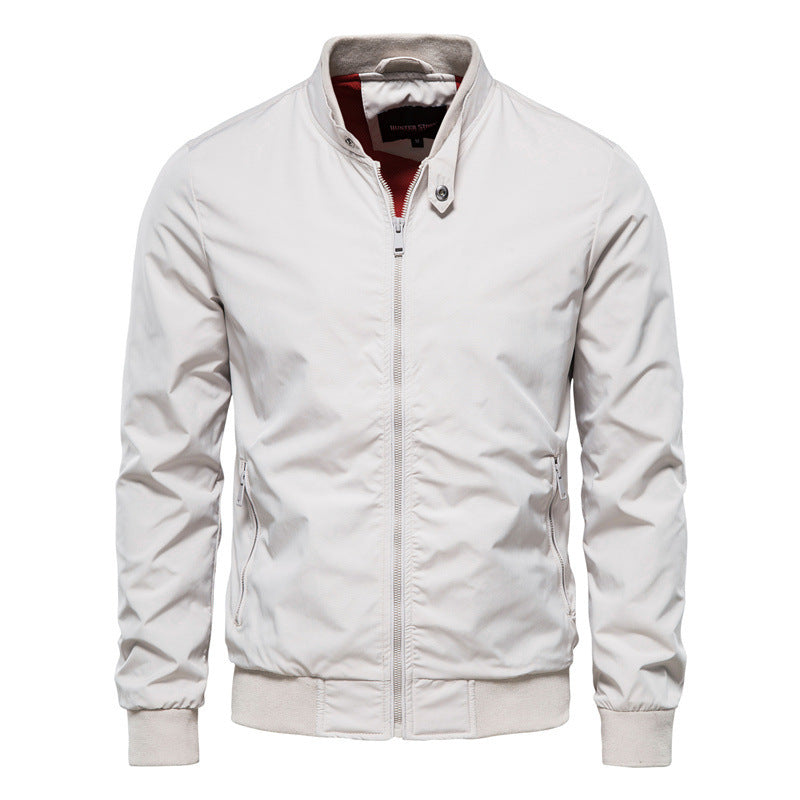 Veste zippée pour homme avec poches, décontractée, unie, col montant, manches longues, vêtement d'extérieur