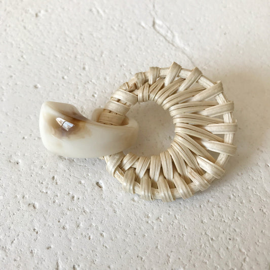 Boucles d'oreilles rétro printemps-été en bambou et rotin tressé - LUXARAH