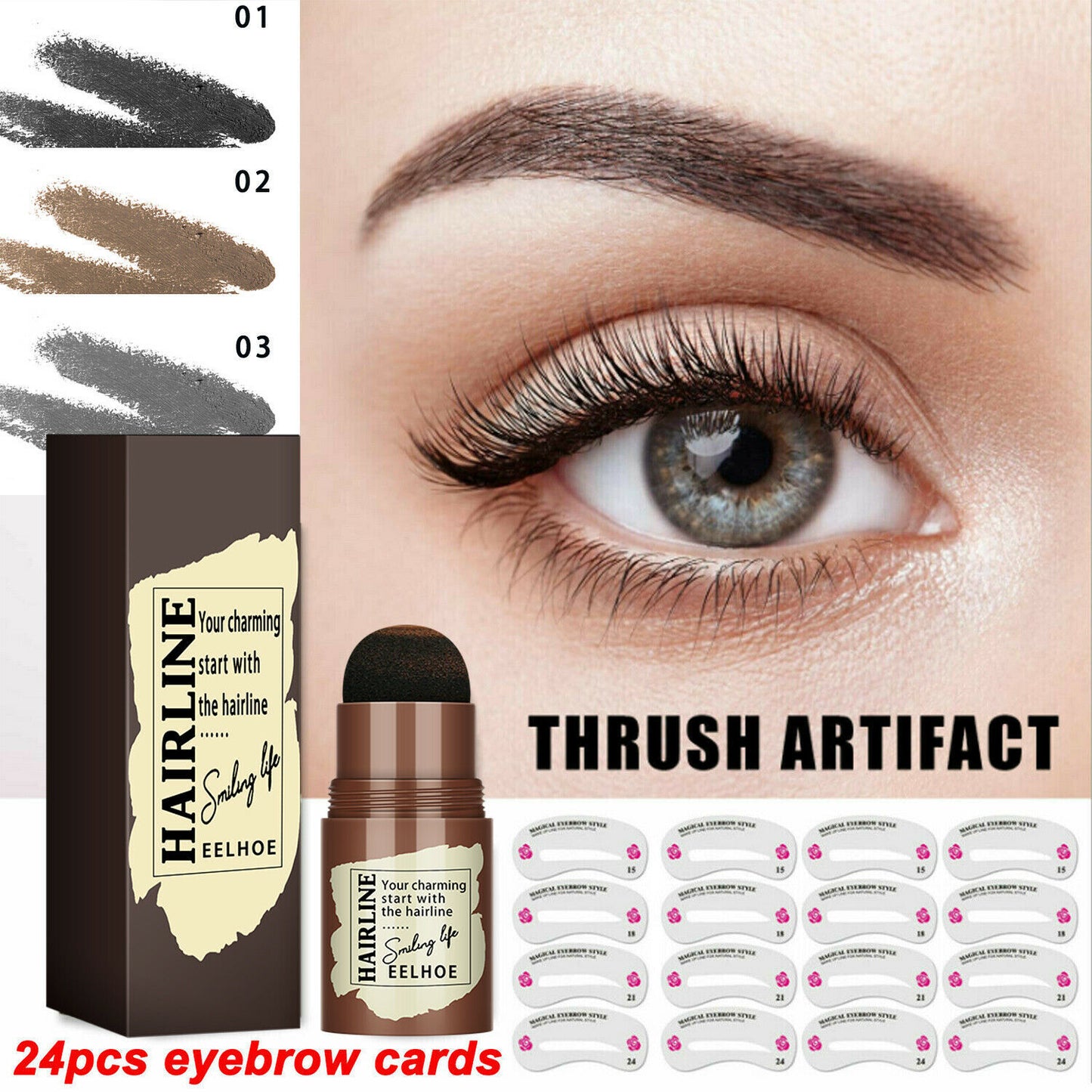 Kit de pochoirs pour sourcils, 24 pochoirs pour modeler les sourcils, outil de définition des sourcils longue tenue, kit réutilisable pour un maquillage parfait - LUXARAH