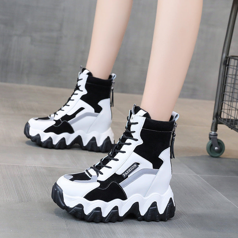 Bottes Martin mi-tubes à semelles épaisses pour femmes, tendance - LUXARAH