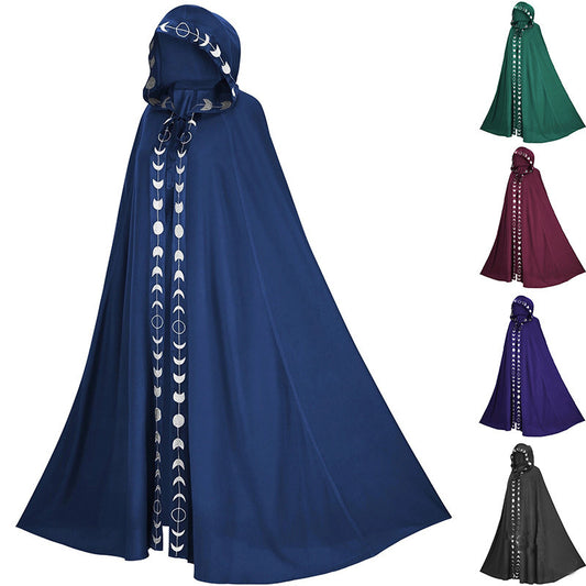 Cloak de Médiéval Fantaisie - Cape à Capuche Imprimée en 5 Couleurs pour Cosplay Halloween et Festivals