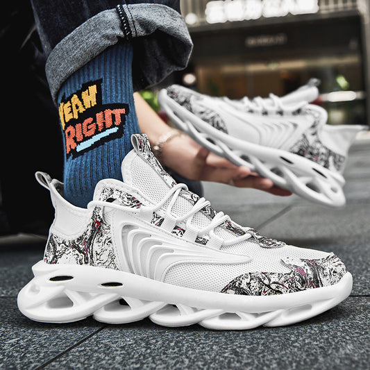 Chaussures de sport décontractées et respirantes en maille, style graffiti, pour la course à pied - LUXARAH