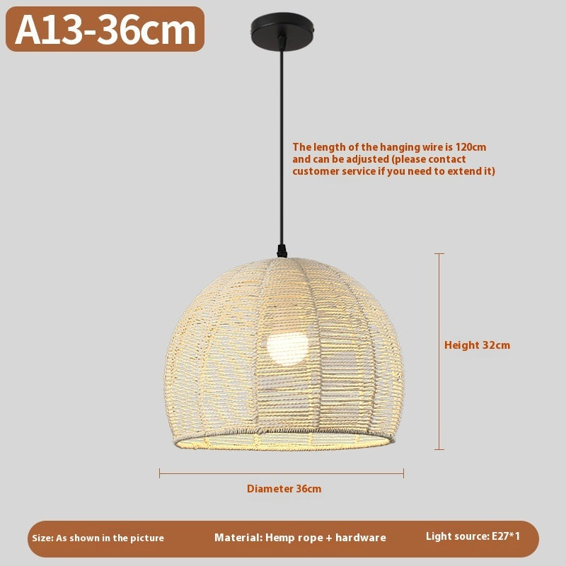 Nouveau lustre créatif en rotin tissé de style chinois - LUXARAH