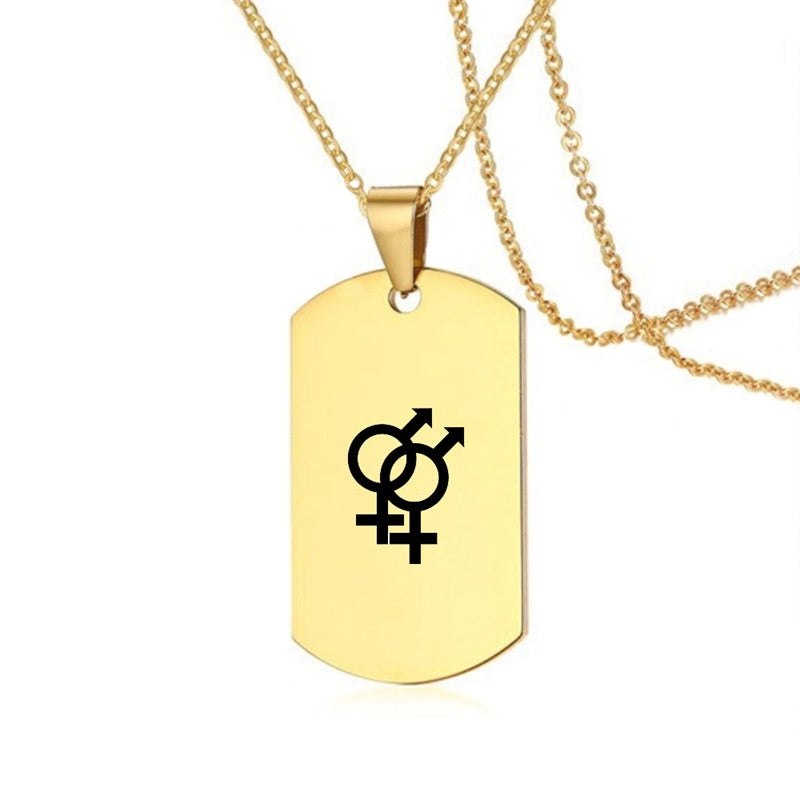 Collier en acier inoxydable avec inscription LGBT, symbole de la fierté gay, lesbienne et transgenre, pour hommes et femmes