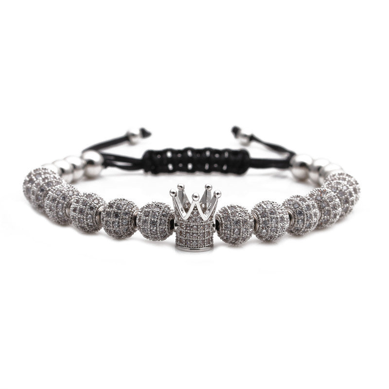Bracelet ajustable tissé avec micro-incrustations de zircons et strass - LUXARAH
