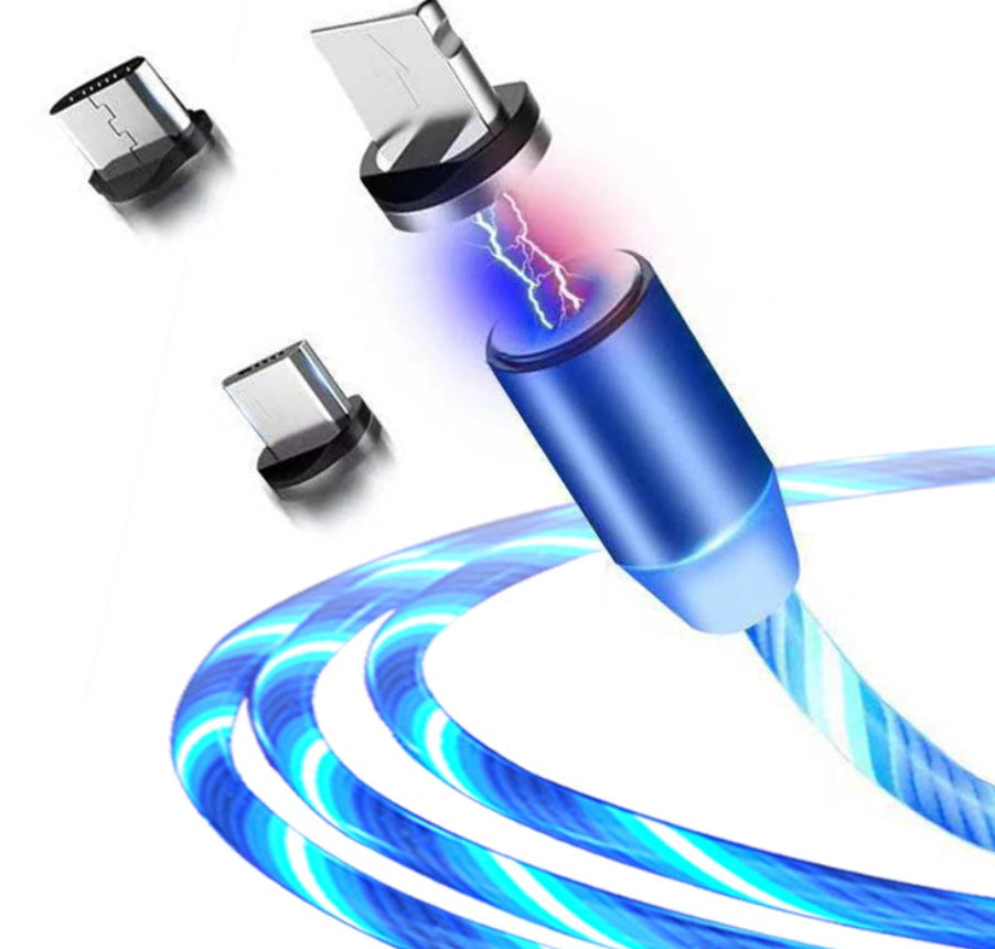 Câble de données magnétique, Flowing Light, compatible avec Apple, compatible avec iPhone et Android, type C