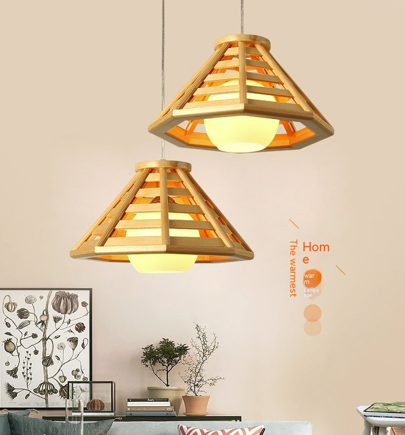 Plafonnier, LED moderne, minimaliste en bambou tissé et bois pour restaurant, bar, hôtel, auberge, balcon - LUXARAH