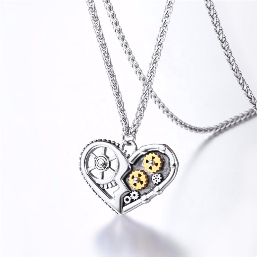 Colliers avec pendentif en forme de cœur en acier inoxydable noir de qualité