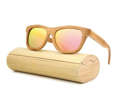Lunettes de soleil explosion multicolores en bambou avec revêtement