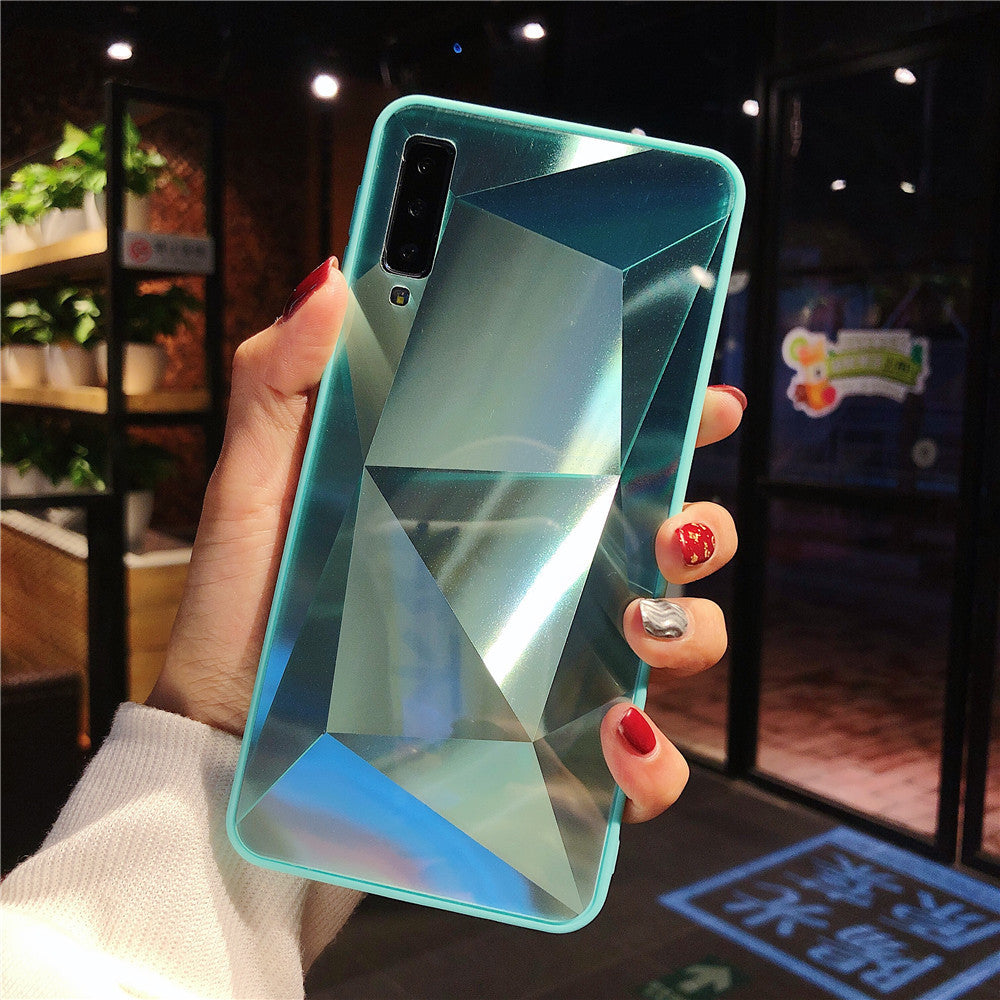 Coque de téléphone miroir à motif losange et diamant