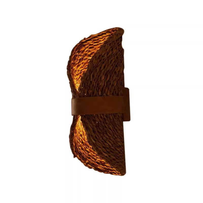 Lampe de chambre en rotin au design pastoral rétro pour chambre d'hôtes - LUXARAH