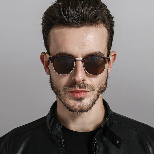 Nouvelles lunettes de soleil tendance pour hommes, jambes en bambou classiques, miroir de conduite - LUXARAH