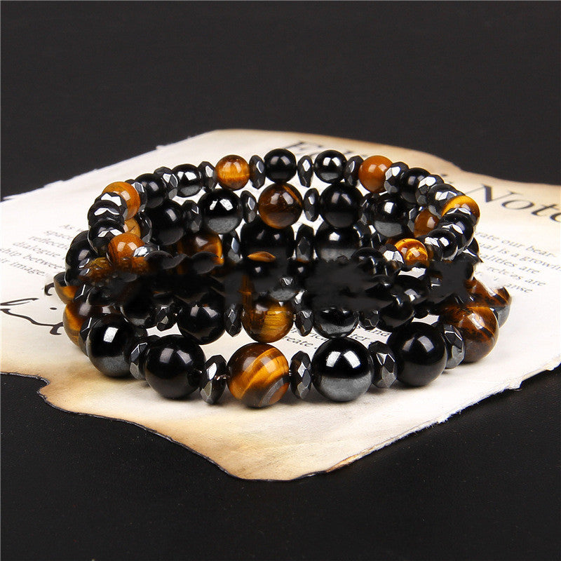 Bracelet en pierre naturelle œil de tigre pour femme, bracelet énergétique pour le yoga et le sport - LUXARAH