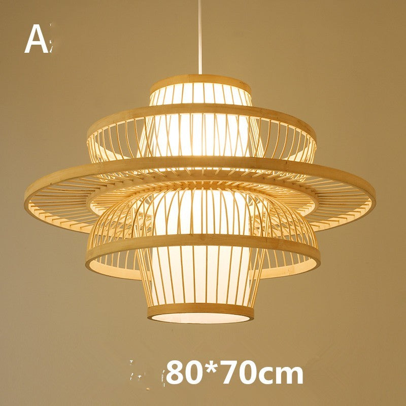 Lustre en bambou pour restaurant chinois, hôtel, famille d'accueil, chambre à coucher, balcon, lanterne, lampe à riz - LUXARAH