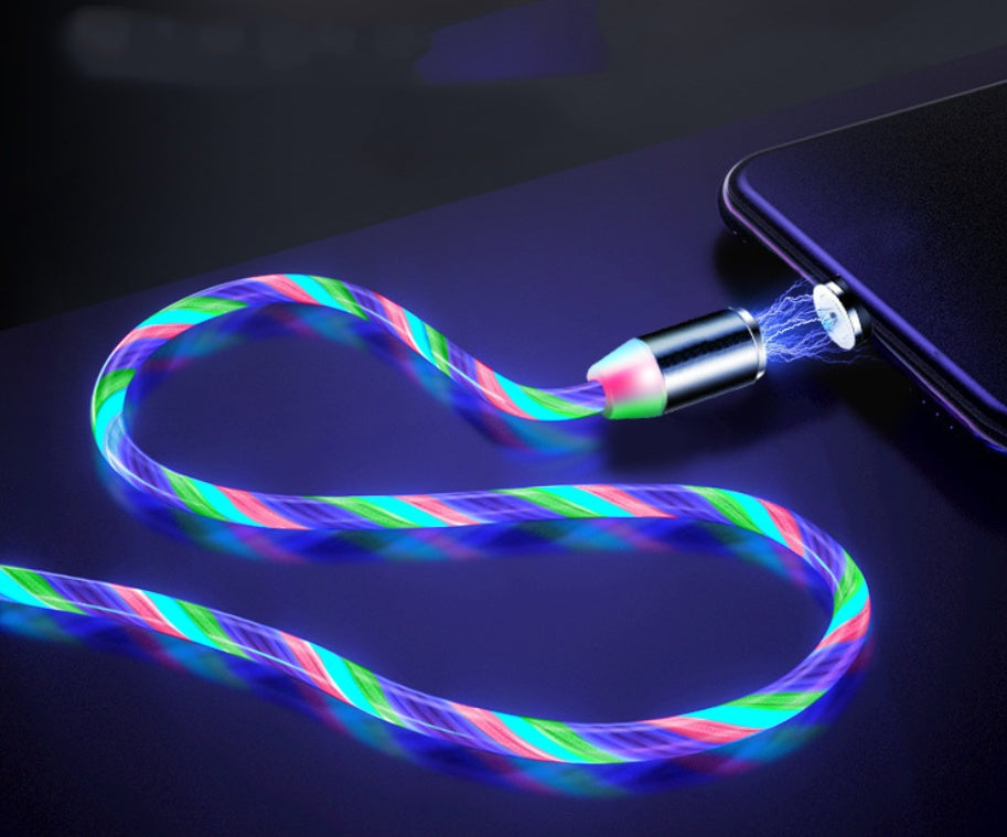 Câble de données magnétique, Flowing Light, compatible avec Apple, compatible avec iPhone et Android, type C