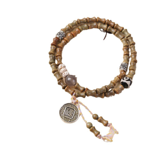 Bracelet à double anneau en bambou et bois de santal vert naturel à faire soi-même - LUXARAH