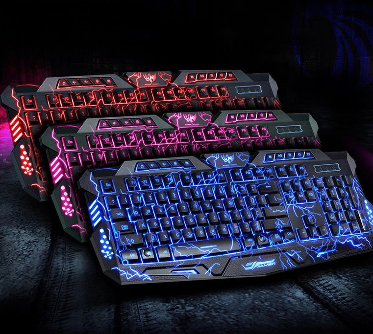 Ensemble clavier de jeu filaire rétroéclairé tricolore J10, souris de jeu lumineuse colorée, clavier russe