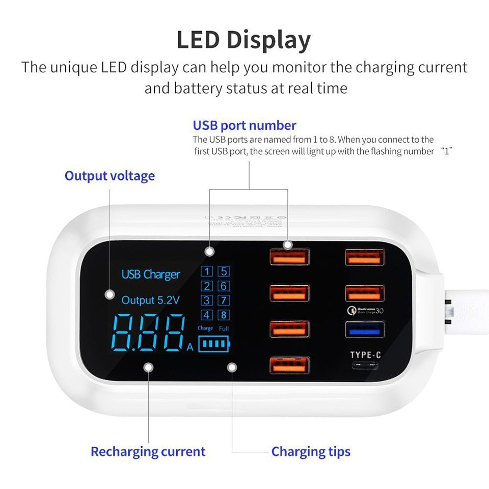 Station de charge USB intelligente ordinaire Quick Charge 3.0