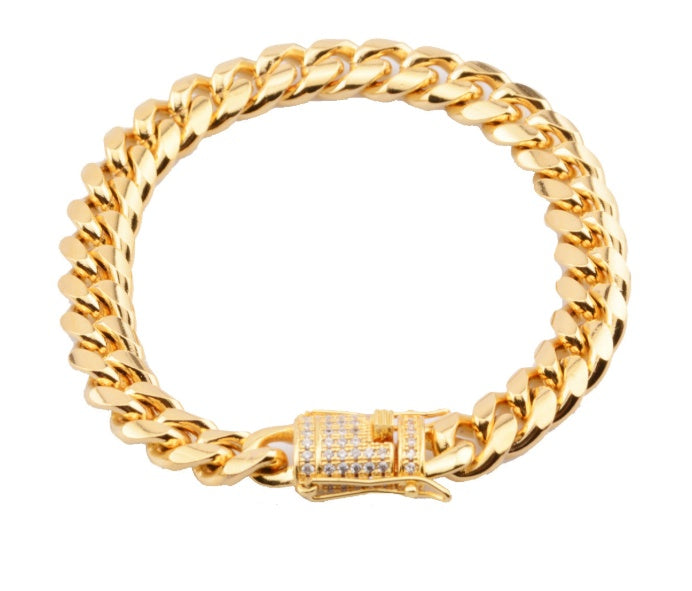 Colliers cubains Miami en acier inoxydable de 8 à 18 mm de large avec fermoir en zircon cubique, grande chaîne lourde pour hommes, bijoux Hip Hop Rock