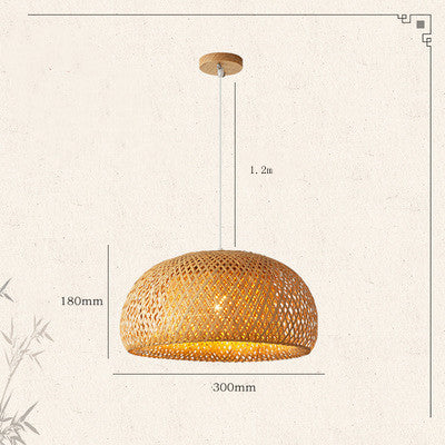Lustre pastoral créatif japonais simple en bambou tissé