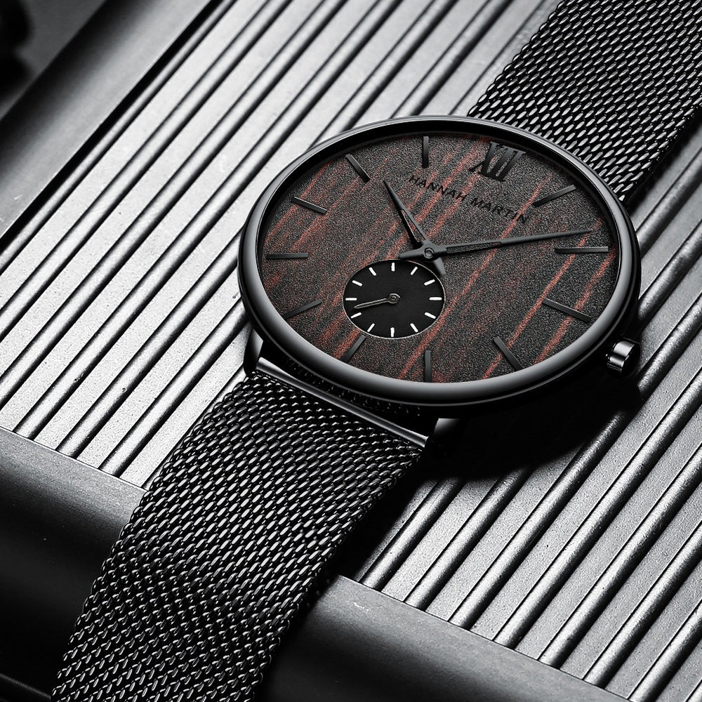 Montre en bois pour homme en bambou et bois d'ébène