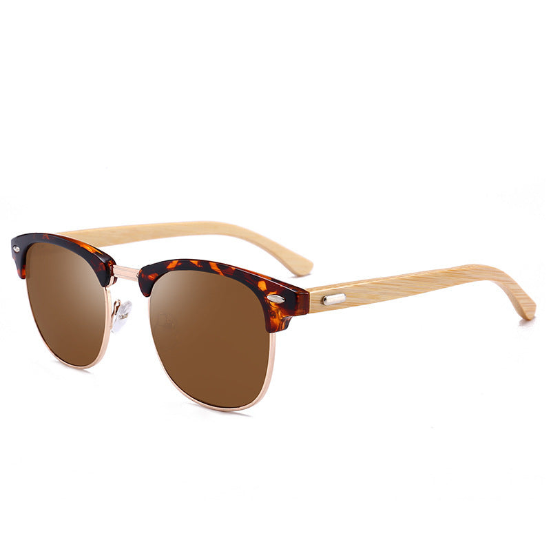 Nouvelles lunettes de soleil tendance pour hommes, jambes en bambou classiques, miroir de conduite