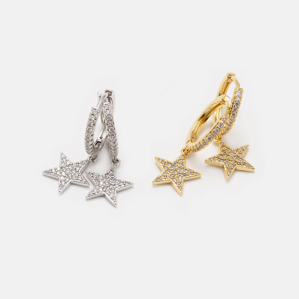 Éclat de Lune - Boucles d'oreilles étoiles scintillantes en argent 925