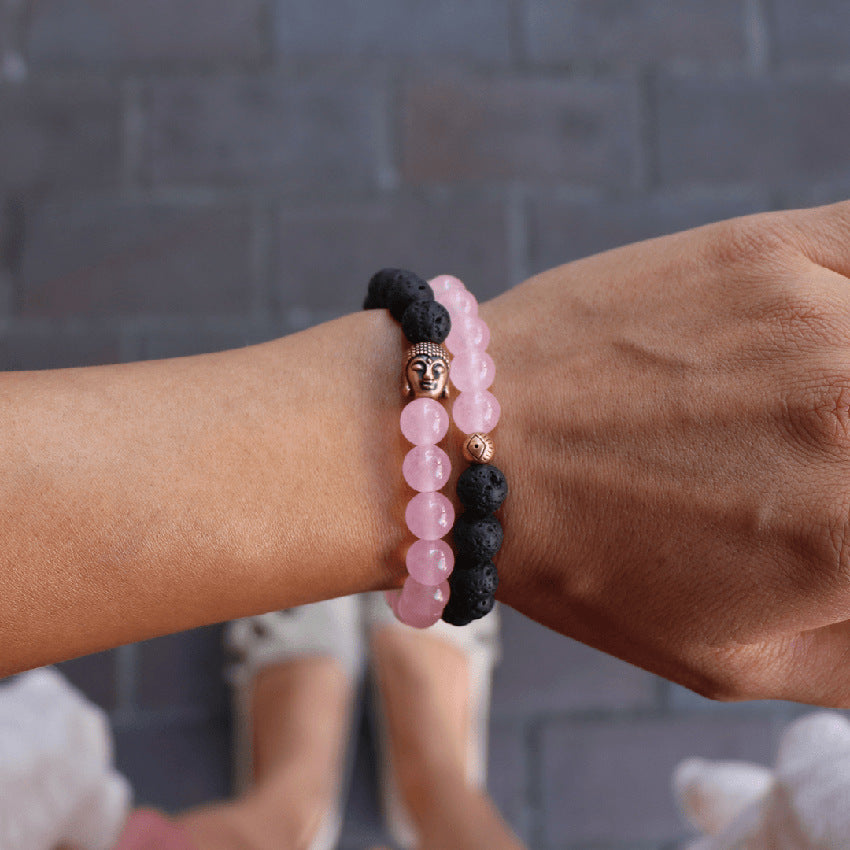 Bracelet énergétique en perles de pierre volcanique naturelle - LUXARAH