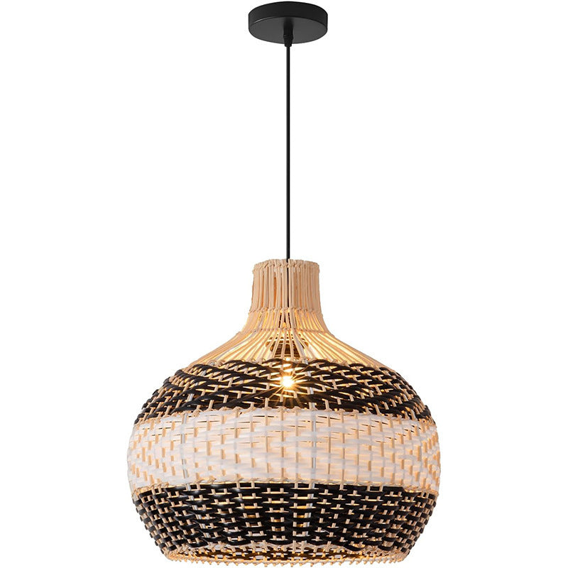 Plafonnier en rotin tressé pour salon, style rétro et créatif - LUXARAH