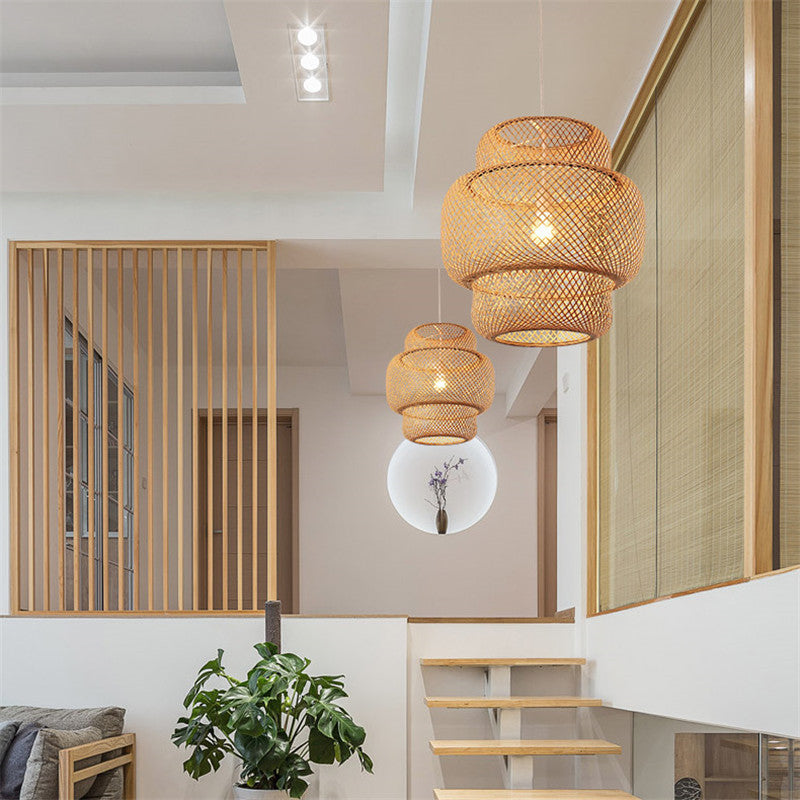Lustre en bambou tissé nordique B&B Inn Art - LUXARAH