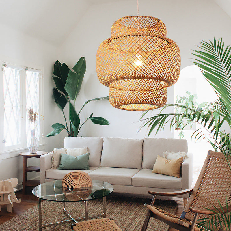 Lustre en bambou tissé nordique B&B Inn Art - LUXARAH