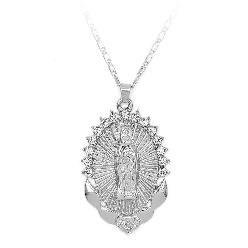 Collier avec pendentif de la Sainte Vierge Marie, délicat, doré, chrétien, en zircon cubique, pour femme, bijoux chrétiens - LUXARAH