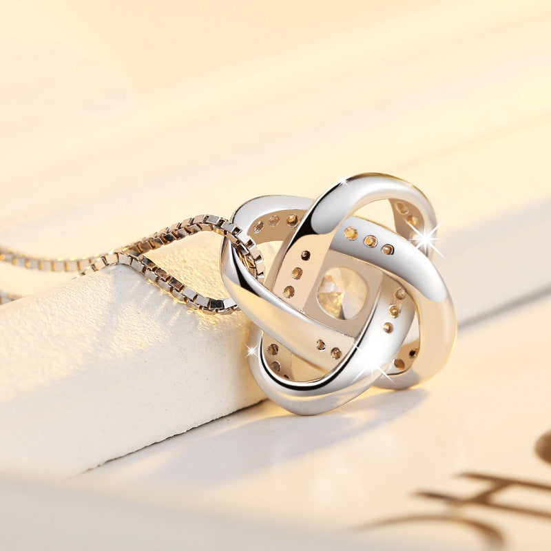 Collier en argent sterling 925 pour femme, pendentif cœur éternel, mosaïque de zircons, cadeau