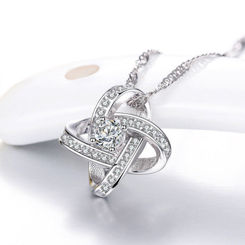 Collier en argent sterling 925 pour femme, pendentif cœur éternel, mosaïque de zircons, cadeau
